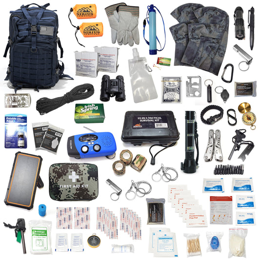 Sirius 72-Hour Tactical Emergency Backpack Kit for 2 – Navy Blue