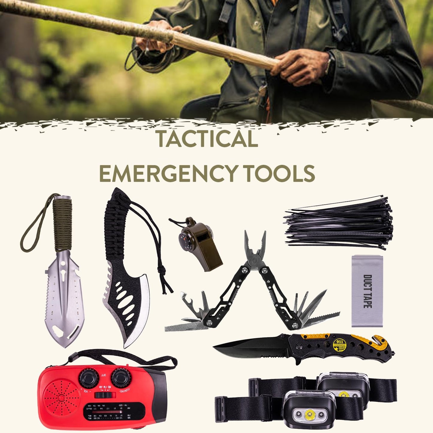 TacPreps 45L Complete 72-Hour Survival Bug Out Backpack Kit