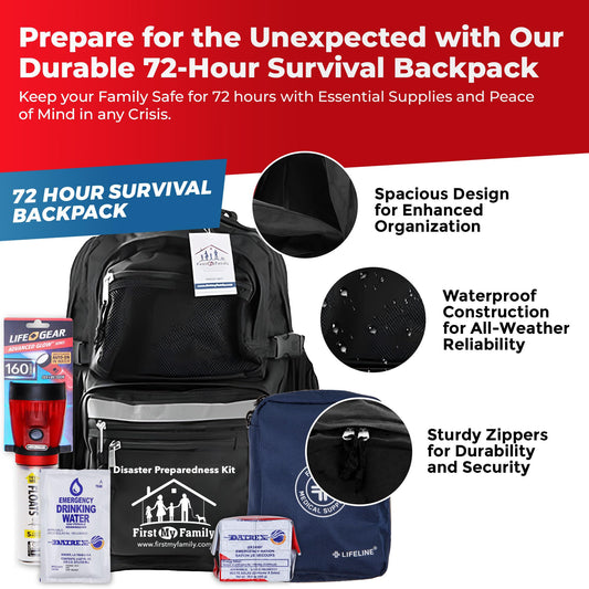 First My Family 4-Person Emergency Survival Backpack for Natural Disasters