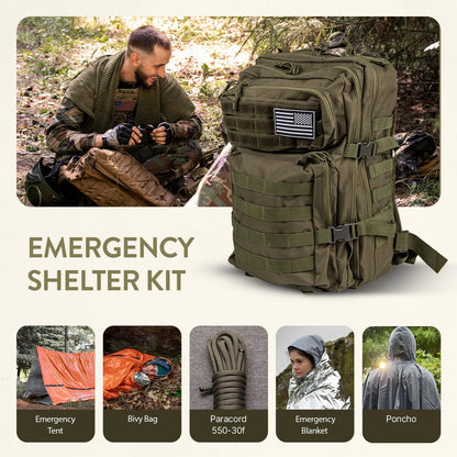 TacPreps 45L Complete 72-Hour Survival Bug Out Backpack Kit
