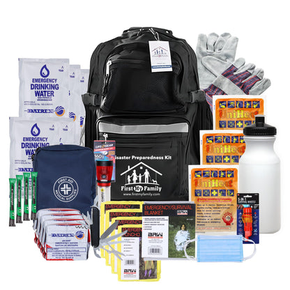 First My Family 4-Person Emergency Survival Backpack for Natural Disasters
