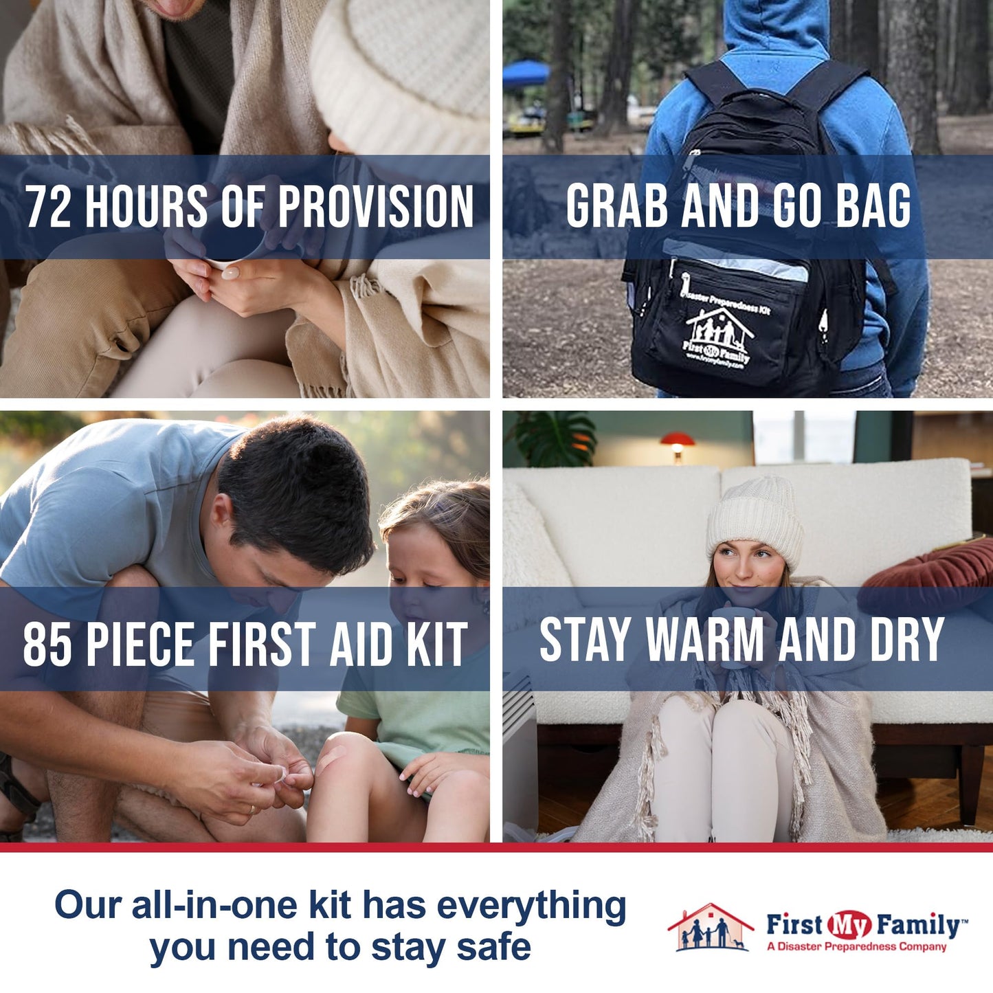 First My Family 4-Person Premium 72-Hour Disaster Preparedness Kit