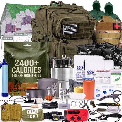 TacPreps 45L Complete 72-Hour Survival Bug Out Backpack Kit