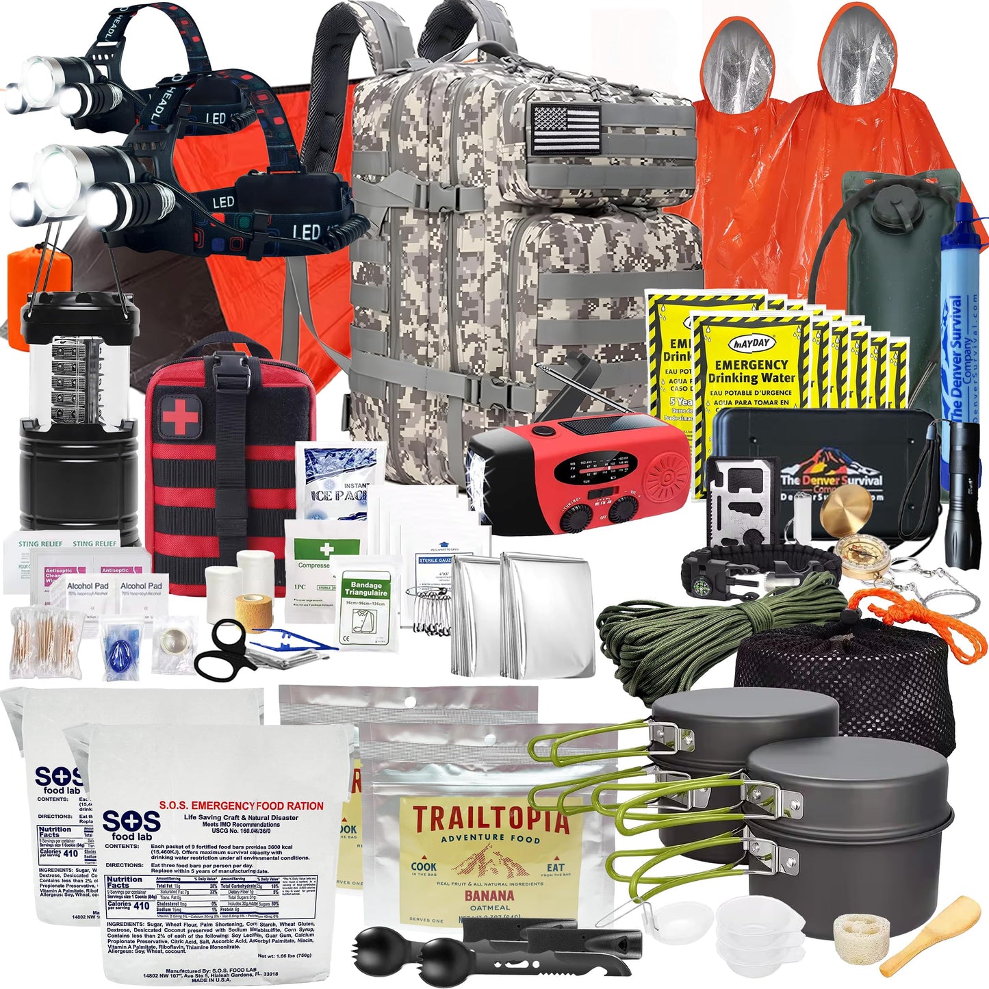 Denver 2024 Premium Bug Out Survival Backpack Kit – Camo Edition