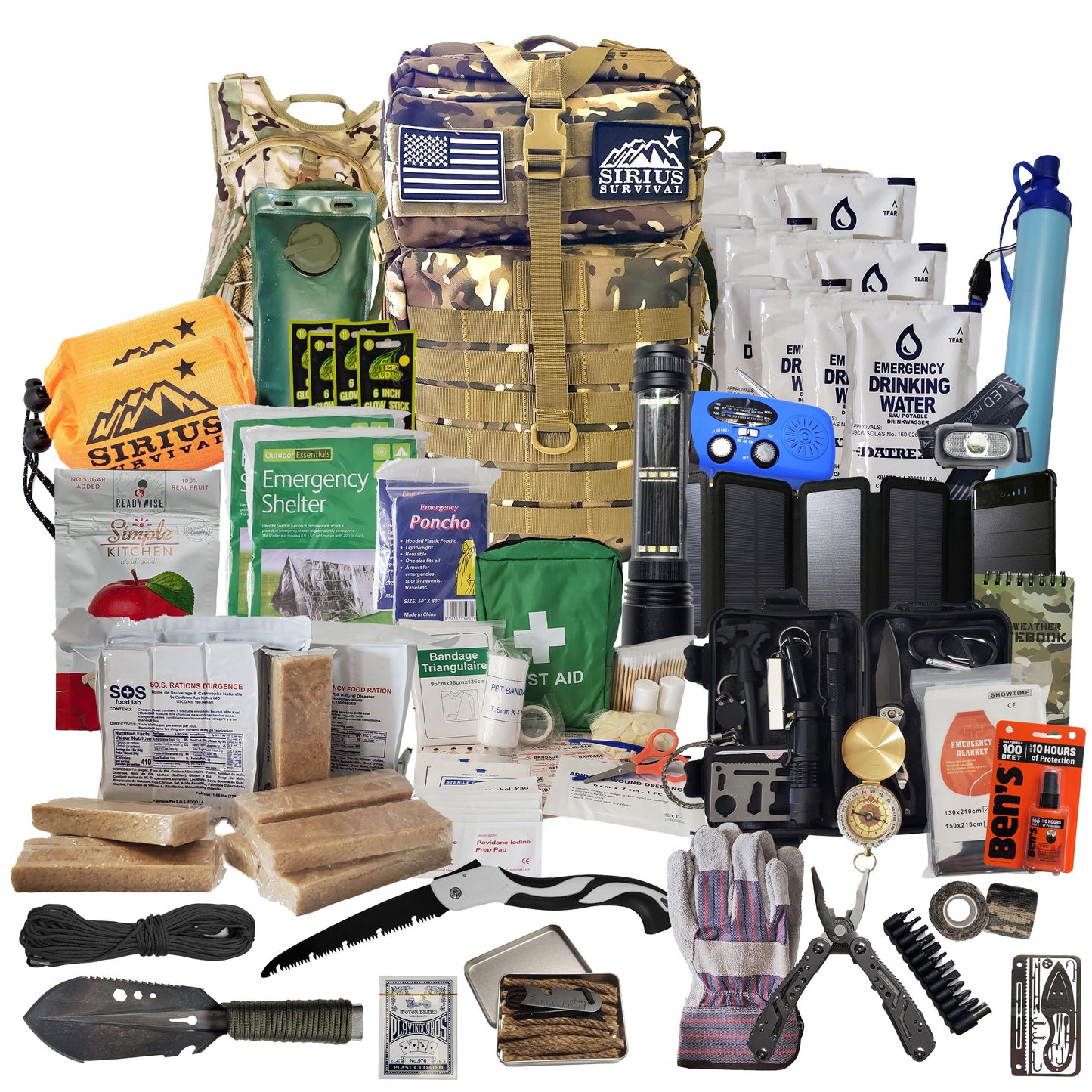 Sirius Survival Comprehensive Bug Out Emergency Kit – Camo Edition