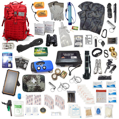 Sirius Pre-Packed 50L Bug Out Survival Backpack – Red Edition