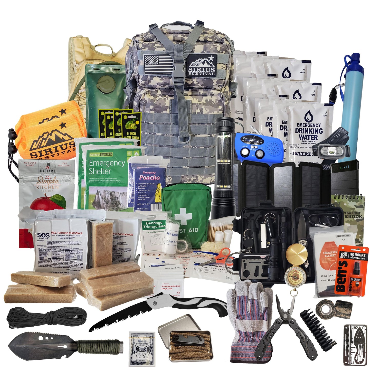 Sirius Survival Premium Pre-Packed 72-Hour Bug Out Bag – Digital Camo